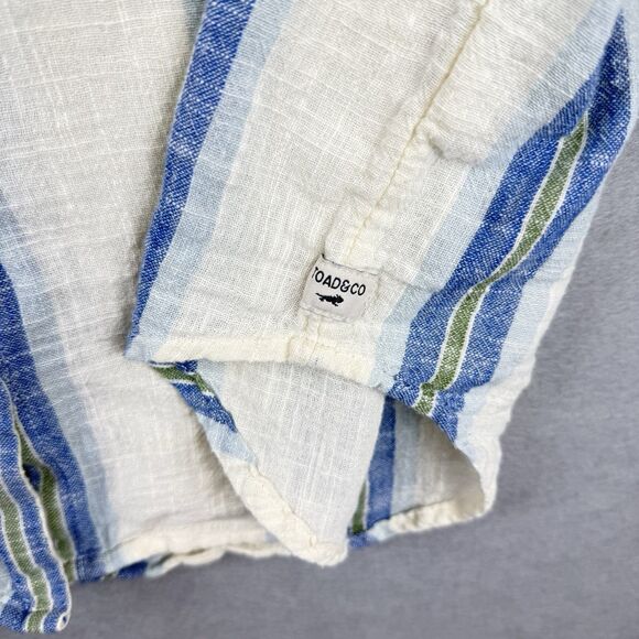 Toad & Co Camp Cove Shirt Womens Large Multicolor Striped Cotton Pleated - Picture 4 of 6